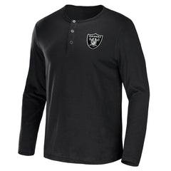 NFL x Darius Rucker Collection Slub Jersey Henley Long Sleeve T-Shirt - Las Vegas Raiders T-shirts