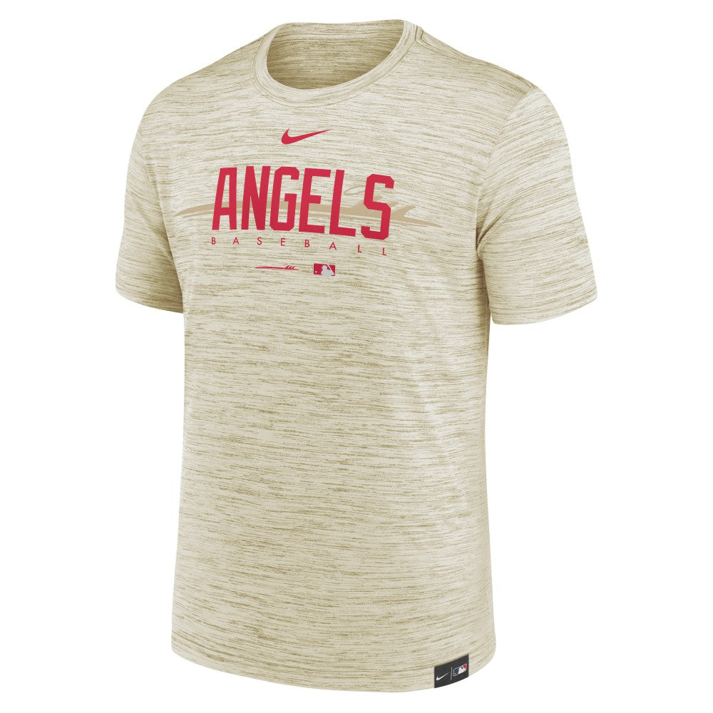 Cream Los Angeles Angels Nike City Connect Velocity Practice Performance T-Shirt