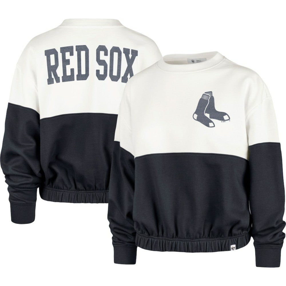 White/Navy Boston Red Sox '47 Women's Take Two Bonita Pullover Sweatshirt
