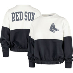 White/Navy Boston Red Sox '47 Women's Take Two Bonita Pullover Sweatshirt