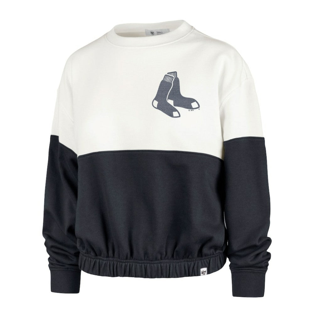 White/Navy Boston Red Sox '47 Women's Take Two Bonita Pullover Sweatshirt
