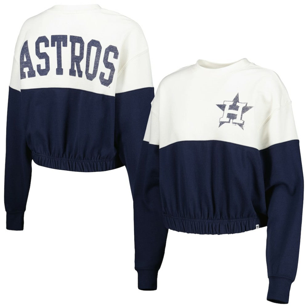 White/Navy Houston Astros '47 Women's Take Two Bonita Pullover Sweatshirt