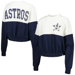 White/Navy Houston Astros '47 Women's Take Two Bonita Pullover Sweatshirt