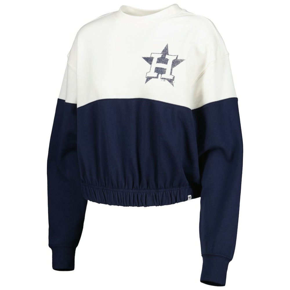 White/Navy Houston Astros '47 Women's Take Two Bonita Pullover Sweatshirt