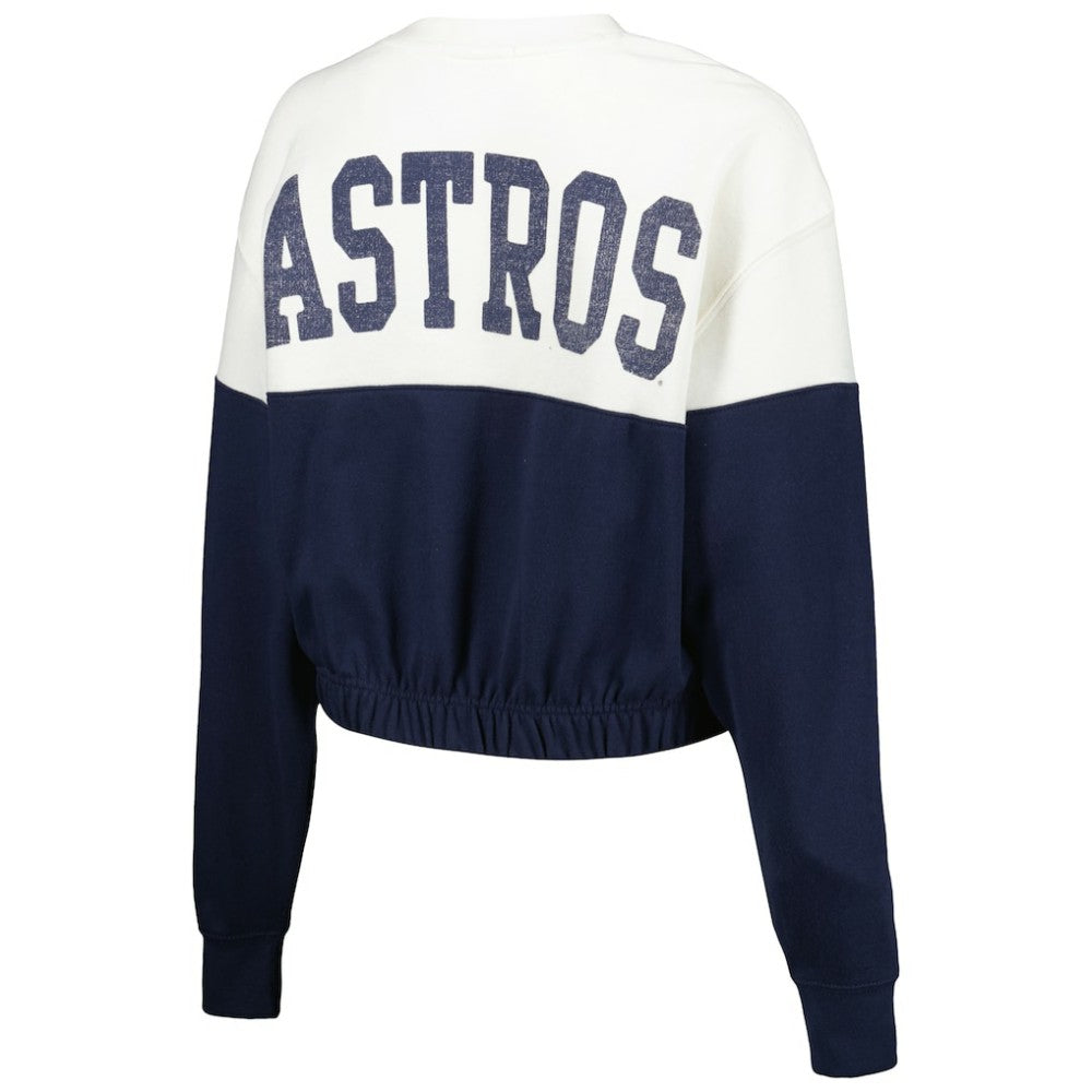 White/Navy Houston Astros '47 Women's Take Two Bonita Pullover Sweatshirt