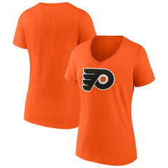 NHL Philadelphia Flyers Fanatics Women's Primary Logo Team V-Neck T-Shirt