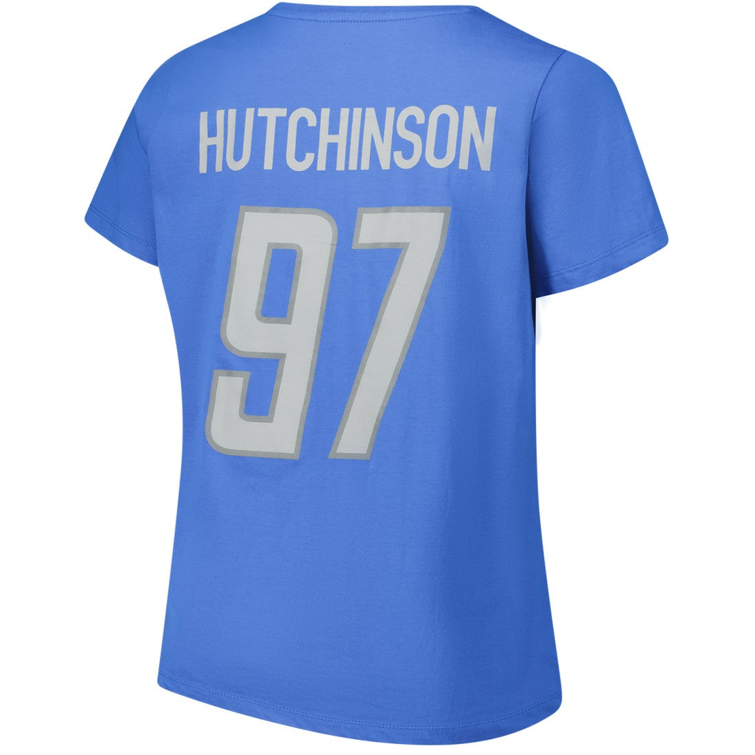 Aidan Hutchinson  Women's Plus Size Fair Catch Name & Number Scoop Neck T-Shirt - Detroit Lions T-shirts