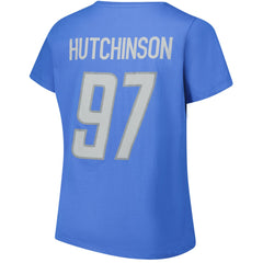 Aidan Hutchinson  Women's Plus Size Fair Catch Name & Number Scoop Neck T-Shirt - Detroit Lions T-shirts