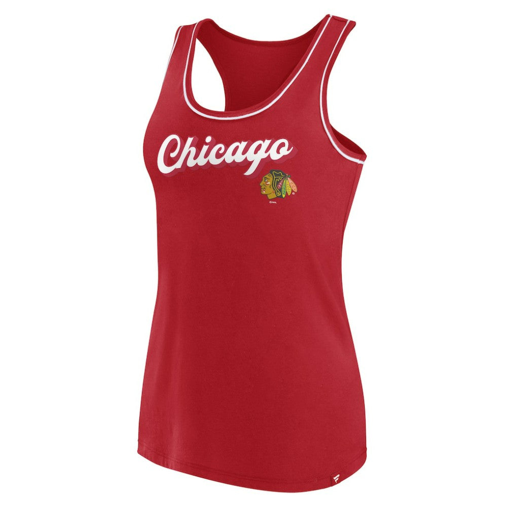 NHL Chicago Blackhawks Fanatics Women's Wordmark Logo Racerback Scoop Neck Tank Top