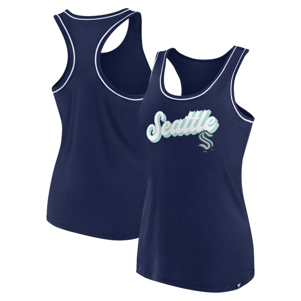 NHL Seattle Kraken Fanatics Women's Wordmark Logo Racerback Scoop Neck Tank Top