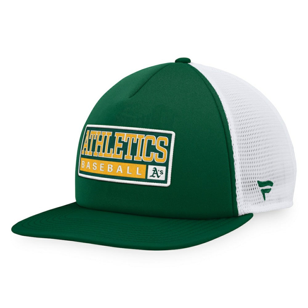 Green/White Athletics Majestic Foam Trucker Snapback Hat