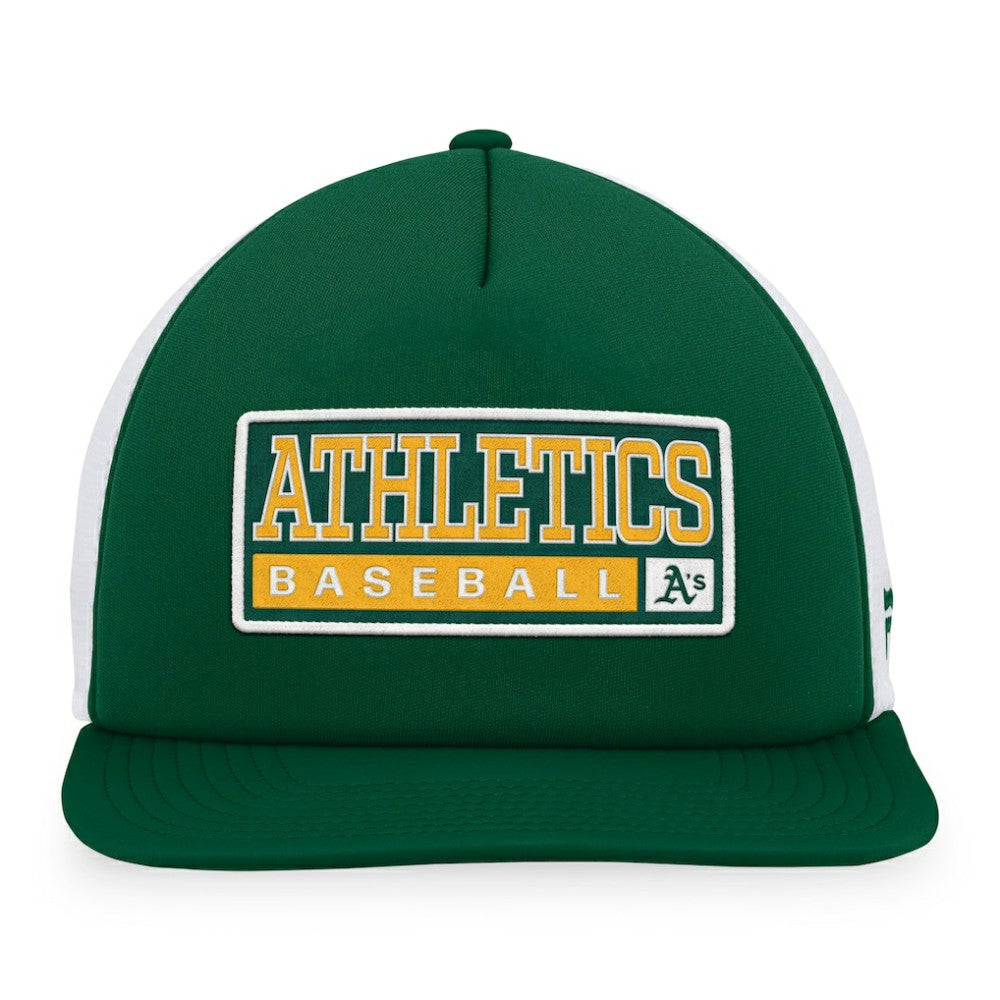 Green/White Athletics Majestic Foam Trucker Snapback Hat