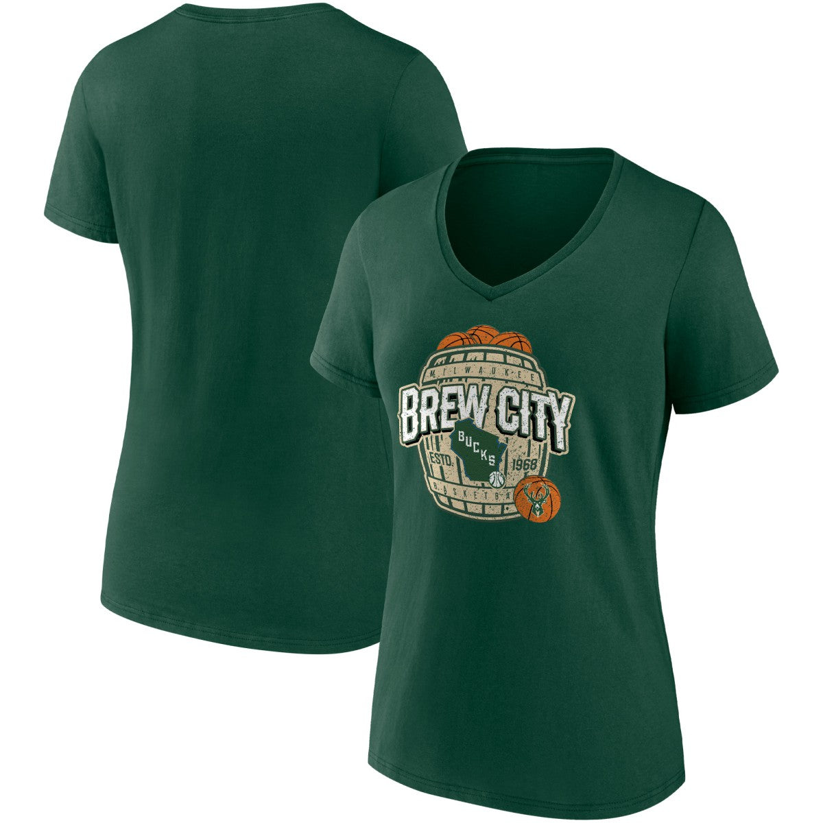 Fanatics Milwaukee Bucks Women's Hometown Collection Brew City V-Neck T-Shirt