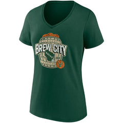 Fanatics Milwaukee Bucks Women's Hometown Collection Brew City V-Neck T-Shirt