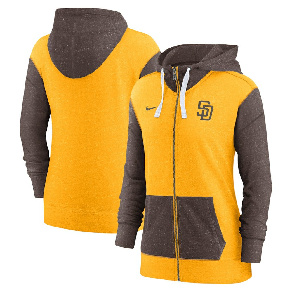 Gold San Diego Padres Nike Women's Full-Zip Hoodie