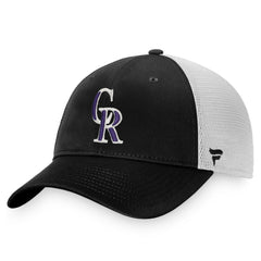 Black/White Colorado Rockies Fanatics Cooperstown Collection Core Trucker Snapback Hat