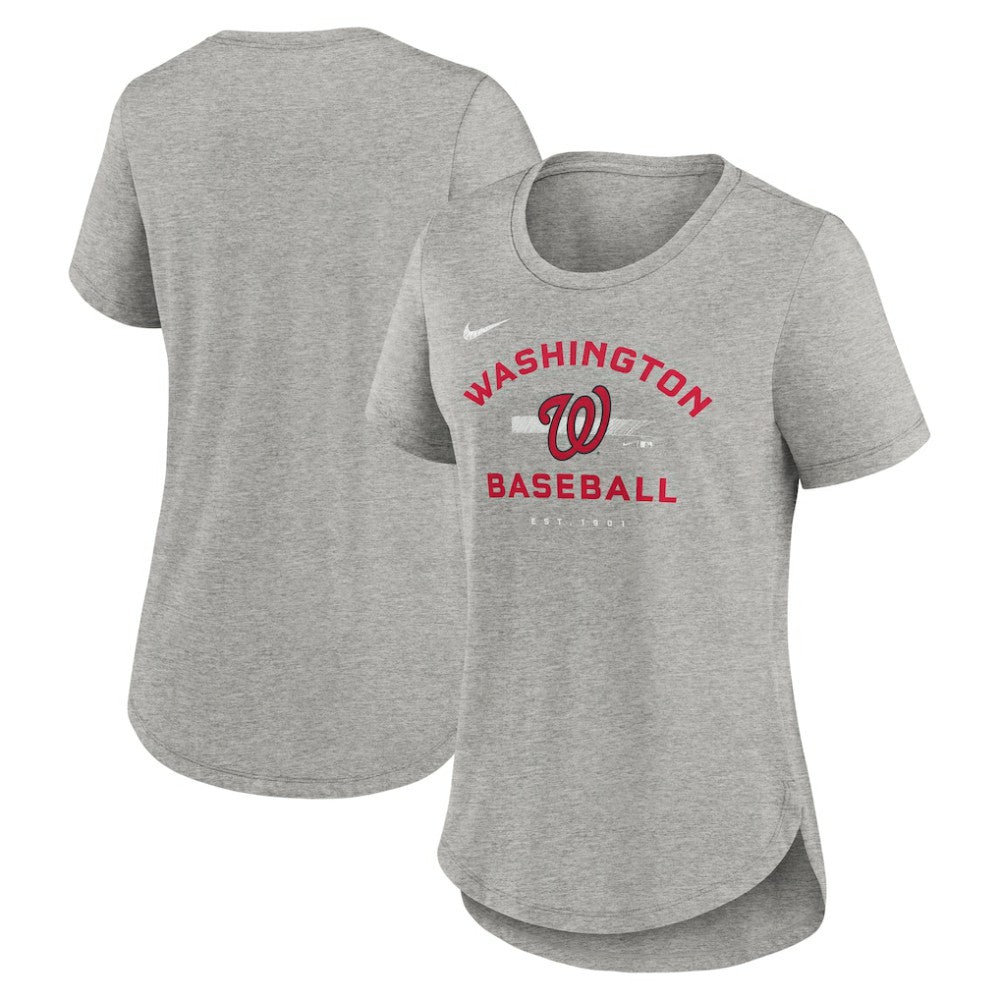 Heather Gray Washington Nationals Nike Women's Hot Prospect Tri-Blend T-Shirt