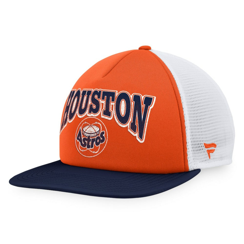 Orange/Navy Houston Astros Fanatics Heritage Foam Front Trucker Snapback Hat
