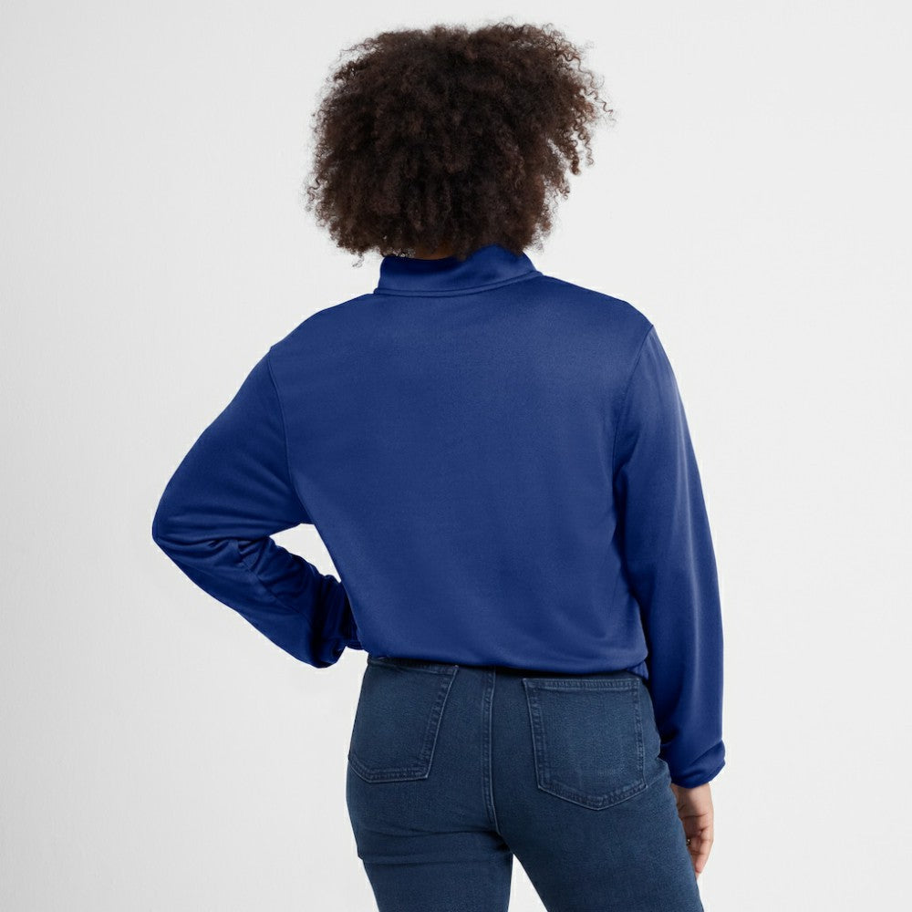 Royal Milwaukee Brewers Nike Women's Rewind Splice Half-Zip Semi-Cropped Bubble Hem Sweatshirt