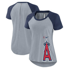 Heather Gray Los Angeles Angels Nike Women's Summer Breeze Raglan Fashion T-Shirt