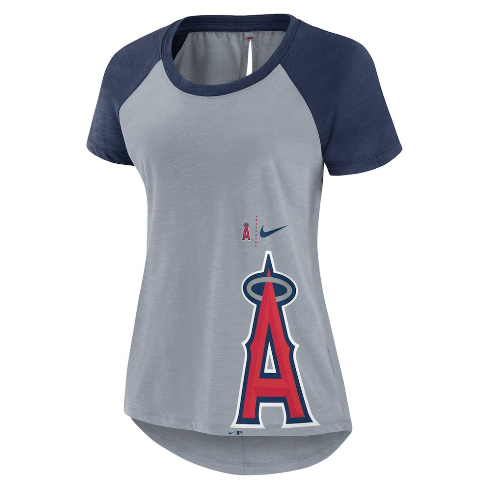 Heather Gray Los Angeles Angels Nike Women's Summer Breeze Raglan Fashion T-Shirt