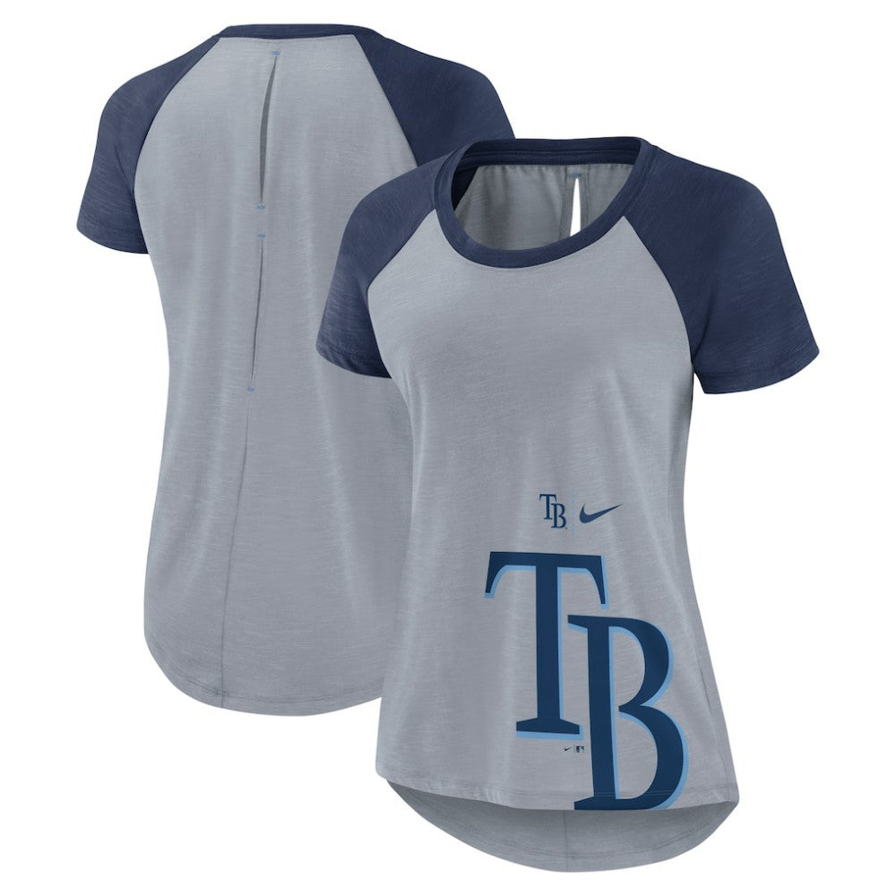 Heather Gray Tampa Bay Rays Nike Women's Summer Breeze Raglan Fashion T-Shirt
