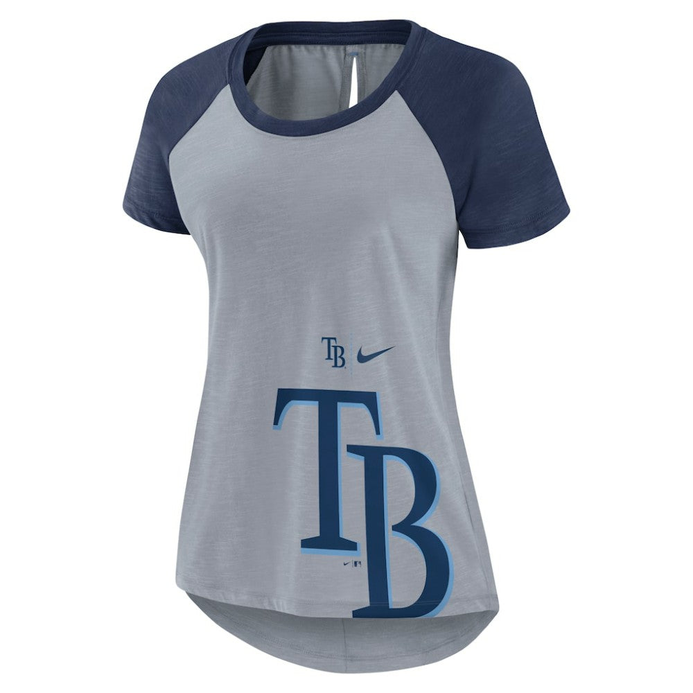 Heather Gray Tampa Bay Rays Nike Women's Summer Breeze Raglan Fashion T-Shirt