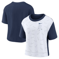 Navy/White Detroit Tigers Nike Women's Line Up High Hip Fashion T-Shirt