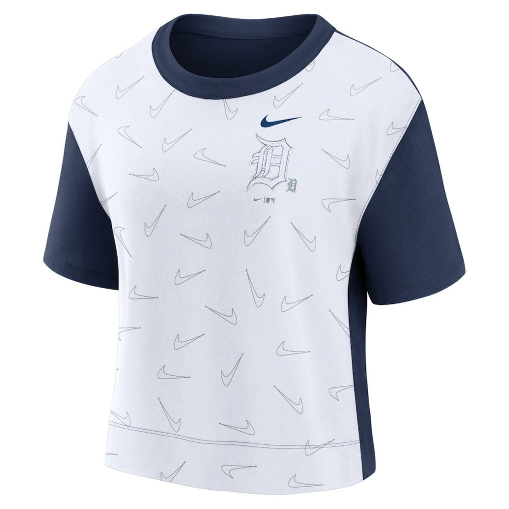 Navy/White Detroit Tigers Nike Women's Line Up High Hip Fashion T-Shirt