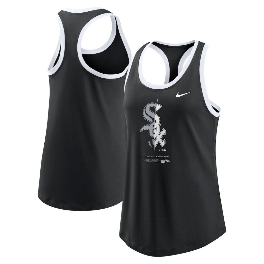Black Chicago White Sox Nike Women's Tech Tri-Blend Tank Top