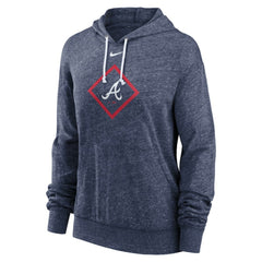 Navy Atlanta Braves Nike Women's Diamond Icon Gym Vintage Lightweight Hooded Top