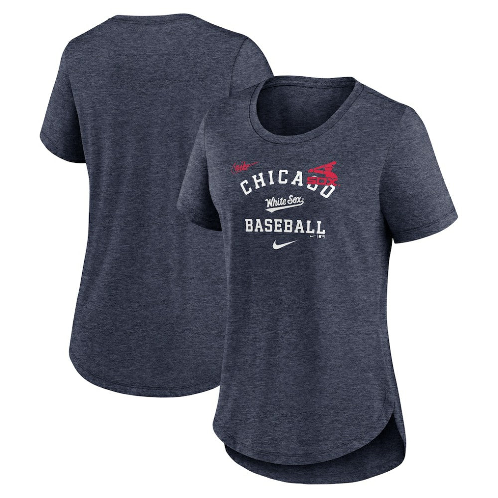 Heather Navy Chicago White Sox Nike Women's Rewind Arch Mix Tri-Blend T-Shirt