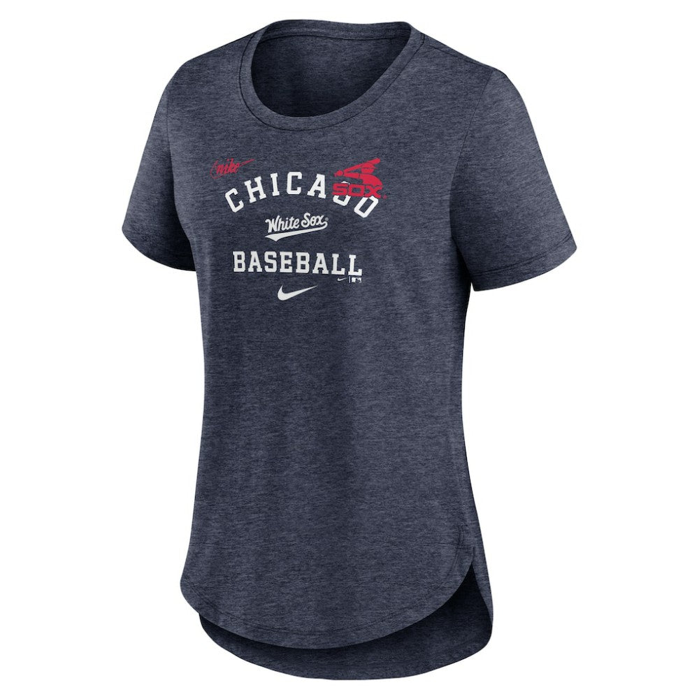 Heather Navy Chicago White Sox Nike Women's Rewind Arch Mix Tri-Blend T-Shirt