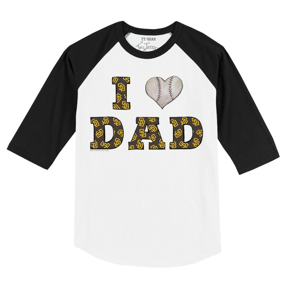White/Black San Diego Padres Tiny Turnip Youth I Love Dad 3/4-Sleeve Raglan T-Shirt