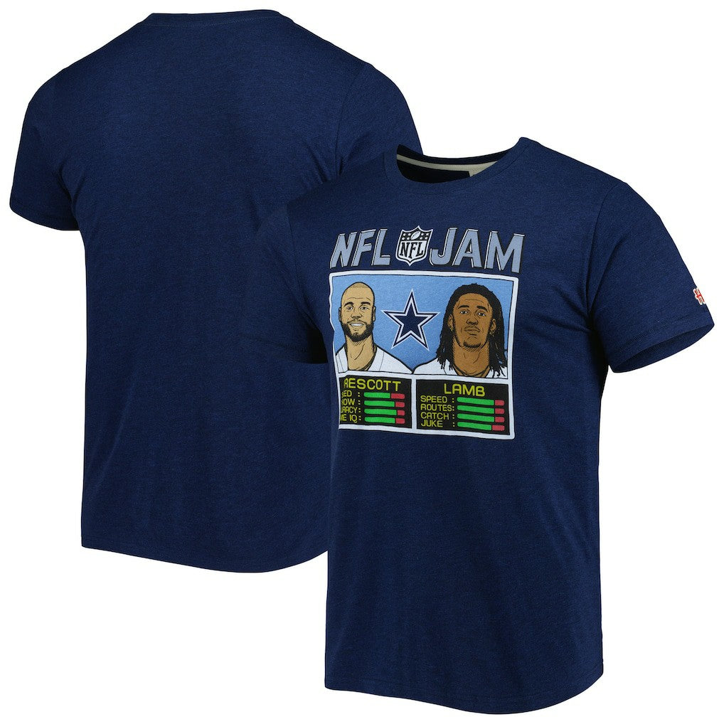 CeeDee Lamb & Dak Prescott  Homage Unisex NFL Jam Tri-Blend T-Shirt - Dallas Cowboys T-shirts