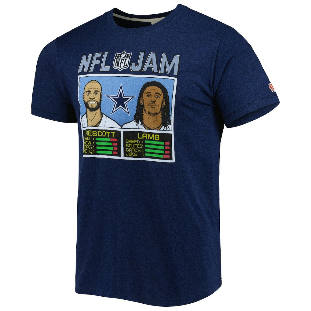 CeeDee Lamb & Dak Prescott  Homage Unisex NFL Jam Tri-Blend T-Shirt - Dallas Cowboys T-shirts
