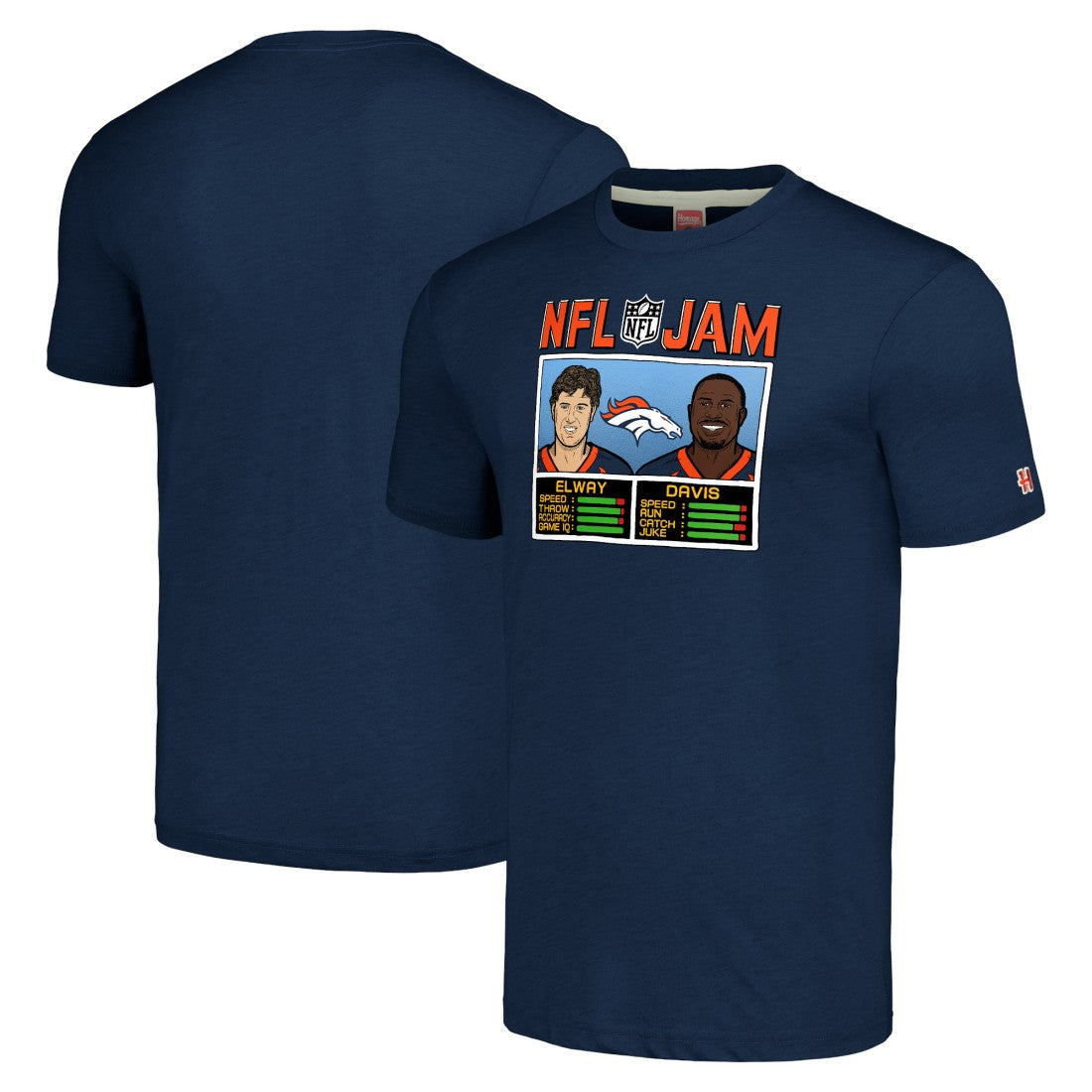 John Elway & Terrell Davis  Homage Unisex NFL Jam Retired Tri-Blend T-Shirt - Denver Broncos T-shirts