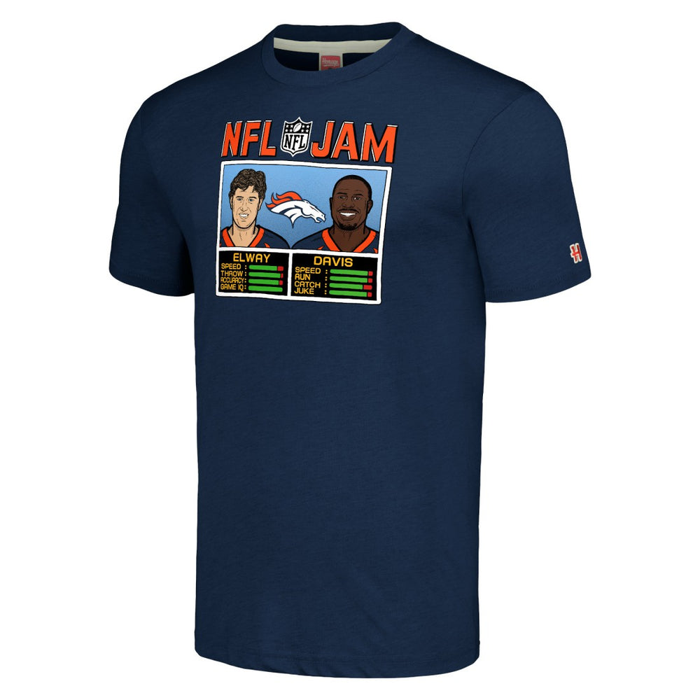 John Elway & Terrell Davis  Homage Unisex NFL Jam Retired Tri-Blend T-Shirt - Denver Broncos T-shirts