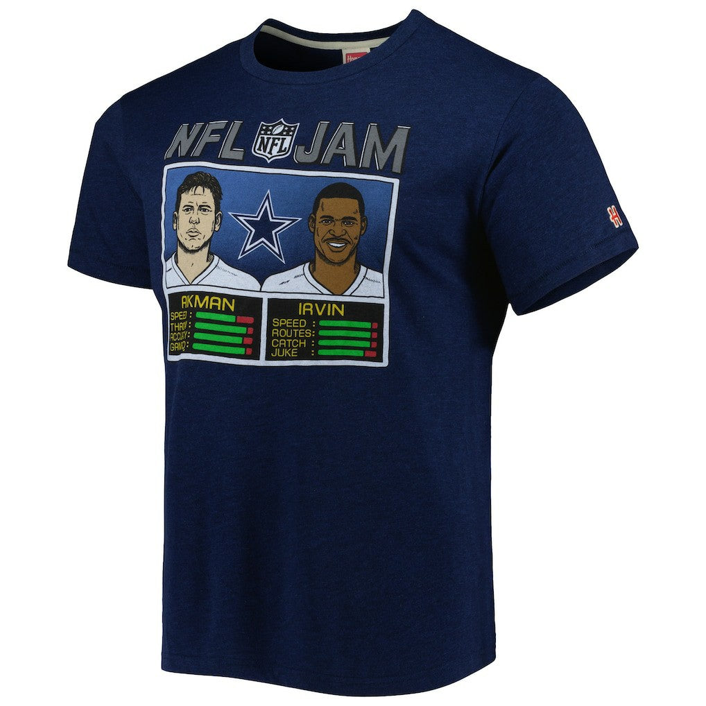 Troy Aikman & Michael Irvin  Homage Unisex NFL Jam Retired Tri-Blend T-Shirt - Dallas Cowboys T-shirts
