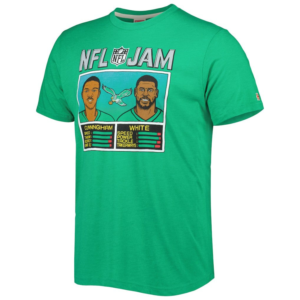 Randall Cunningham & Reggie White  Homage Unisex NFL Jam Retired Tri-Blend T-Shirt - Philadelphia Eagles T-shirts