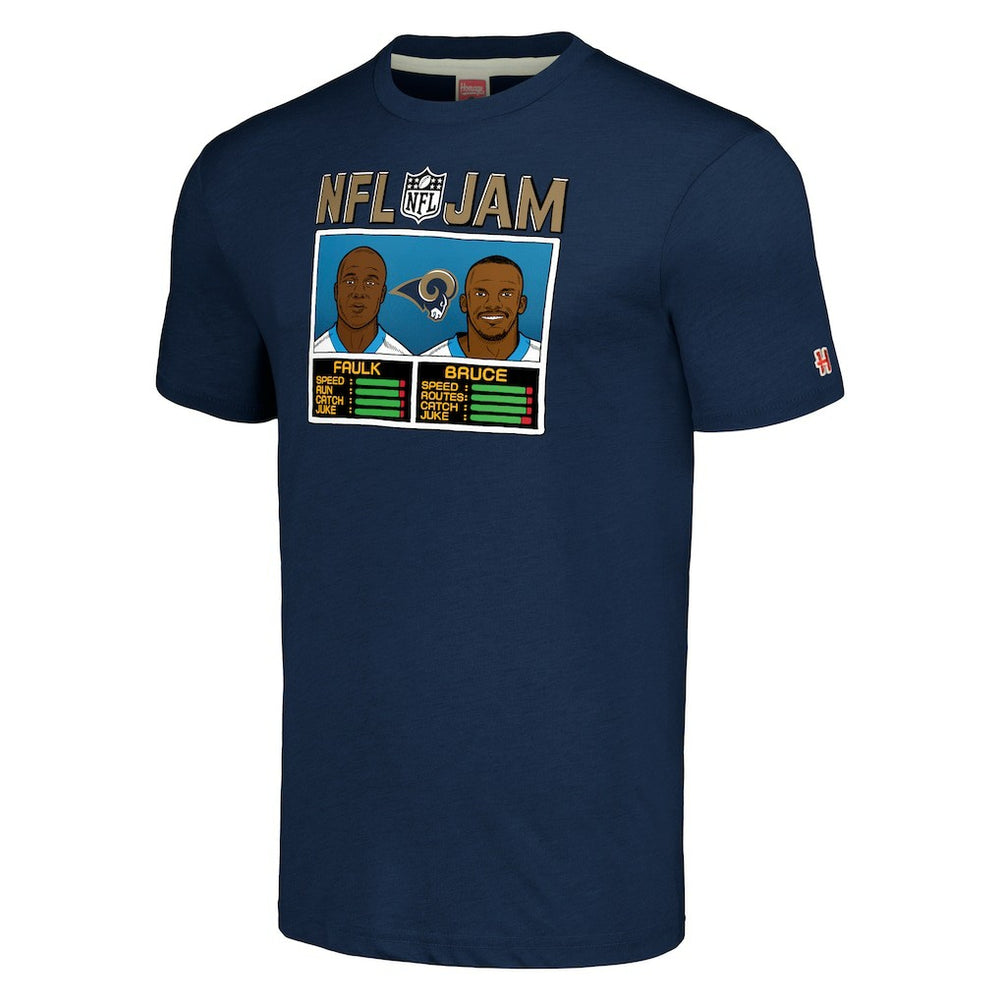 Isaac Bruce & Marshall Faulk  Homage Unisex NFL Jam Retired Tri-Blend T-Shirt - Los Angeles Rams T-shirts