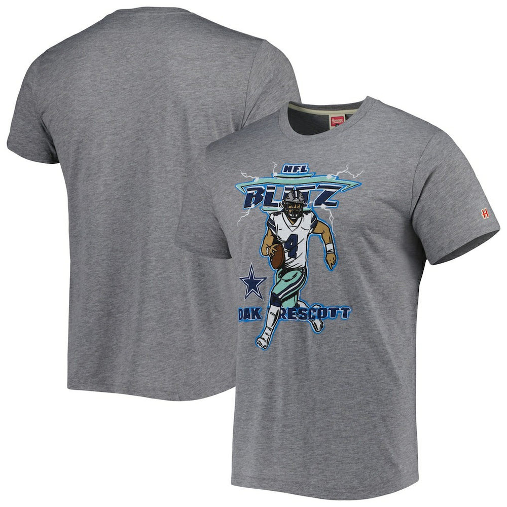 Dak Prescott  Homage Unisex NFL Blitz Player Tri-Blend T-Shirt - Dallas Cowboys T-shirts