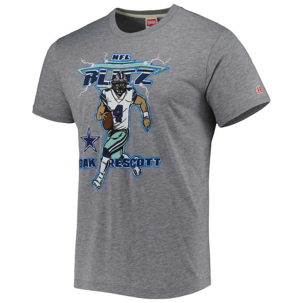 Dak Prescott  Homage Unisex NFL Blitz Player Tri-Blend T-Shirt - Dallas Cowboys T-shirts