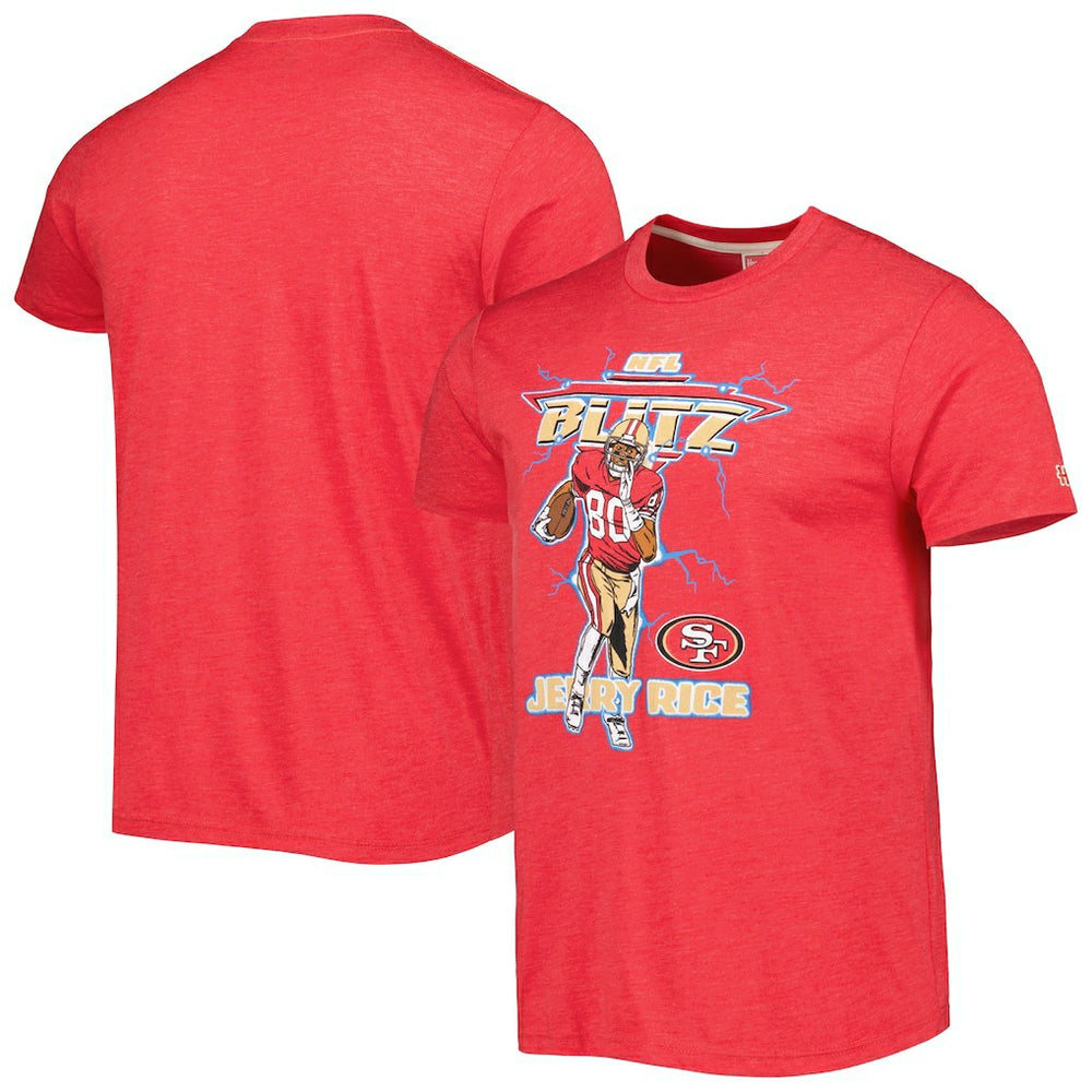 Jerry Rice  Homage Unisex NFL Blitz Retired Player Tri-Blend T-Shirt - San Francisco 49ers T-shirts