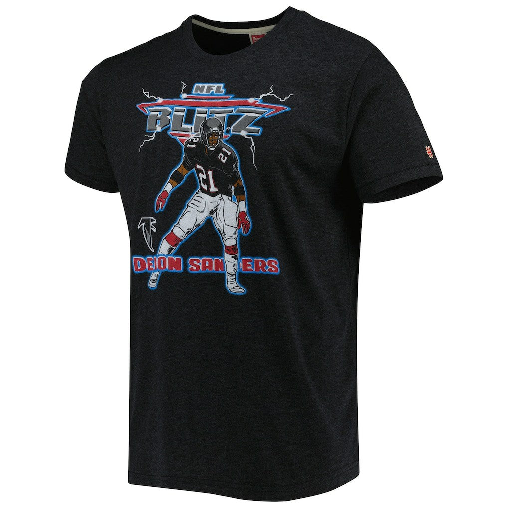 Deion Sanders  Homage Unisex NFL Blitz Retired Player Tri-Blend T-Shirt - Atlanta Falcons T-shirts