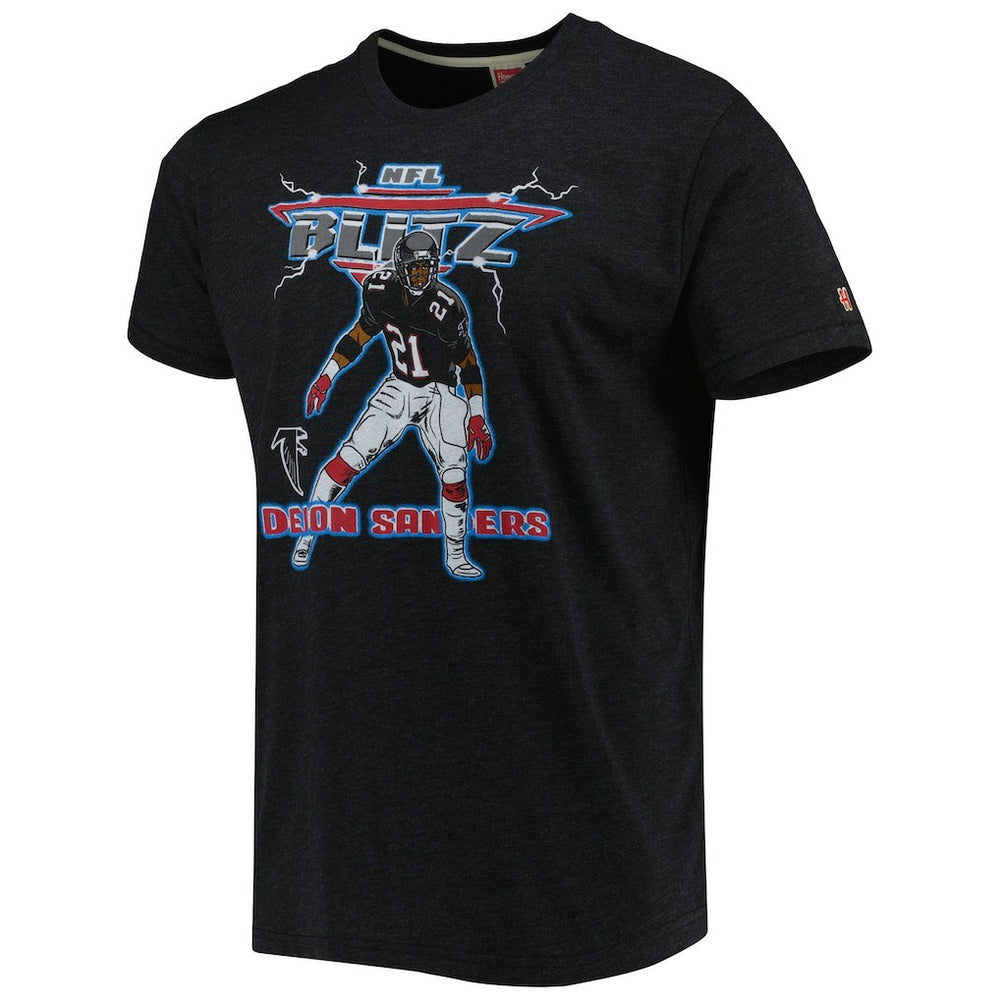 Deion Sanders  Homage Unisex NFL Blitz Retired Player Tri-Blend T-Shirt - Atlanta Falcons T-shirts