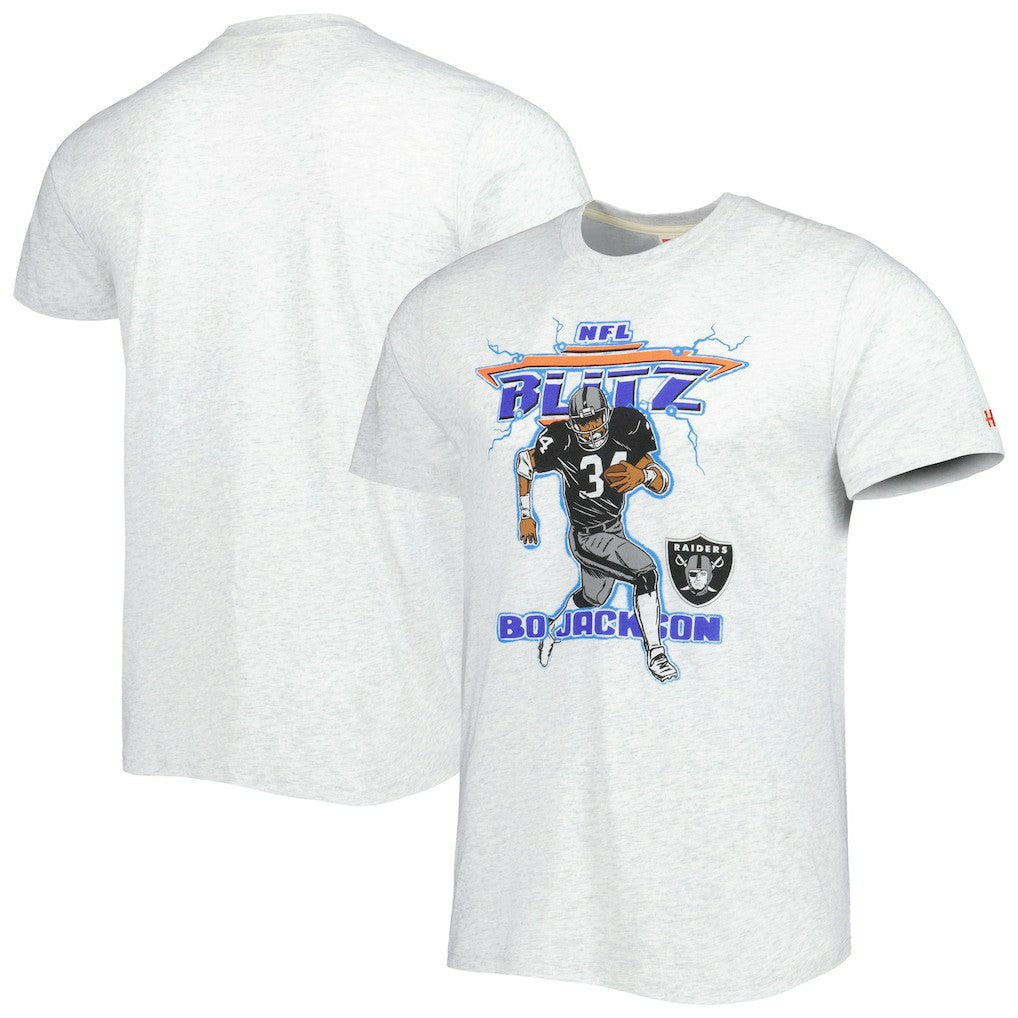 Bo Jackson  Homage Unisex NFL Blitz Retired Player Tri-Blend T-Shirt - Las Vegas Raiders T-shirts