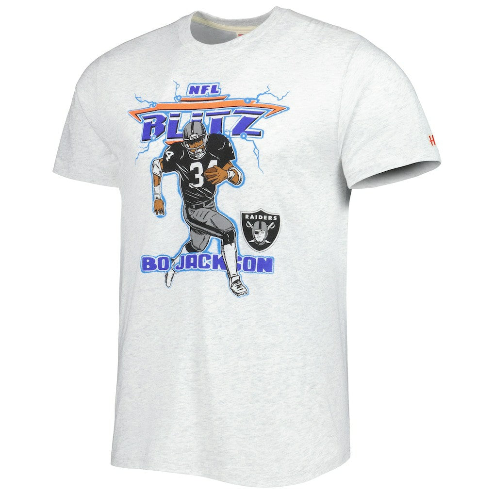 Bo Jackson  Homage Unisex NFL Blitz Retired Player Tri-Blend T-Shirt - Las Vegas Raiders T-shirts