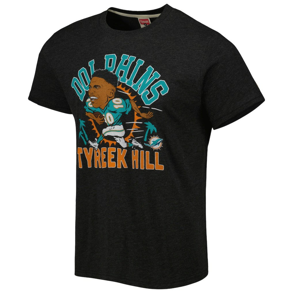 Tyreek Hill  Homage Unisex Caricature Player Tri-Blend T-Shirt - Miami Dolphins T-shirts