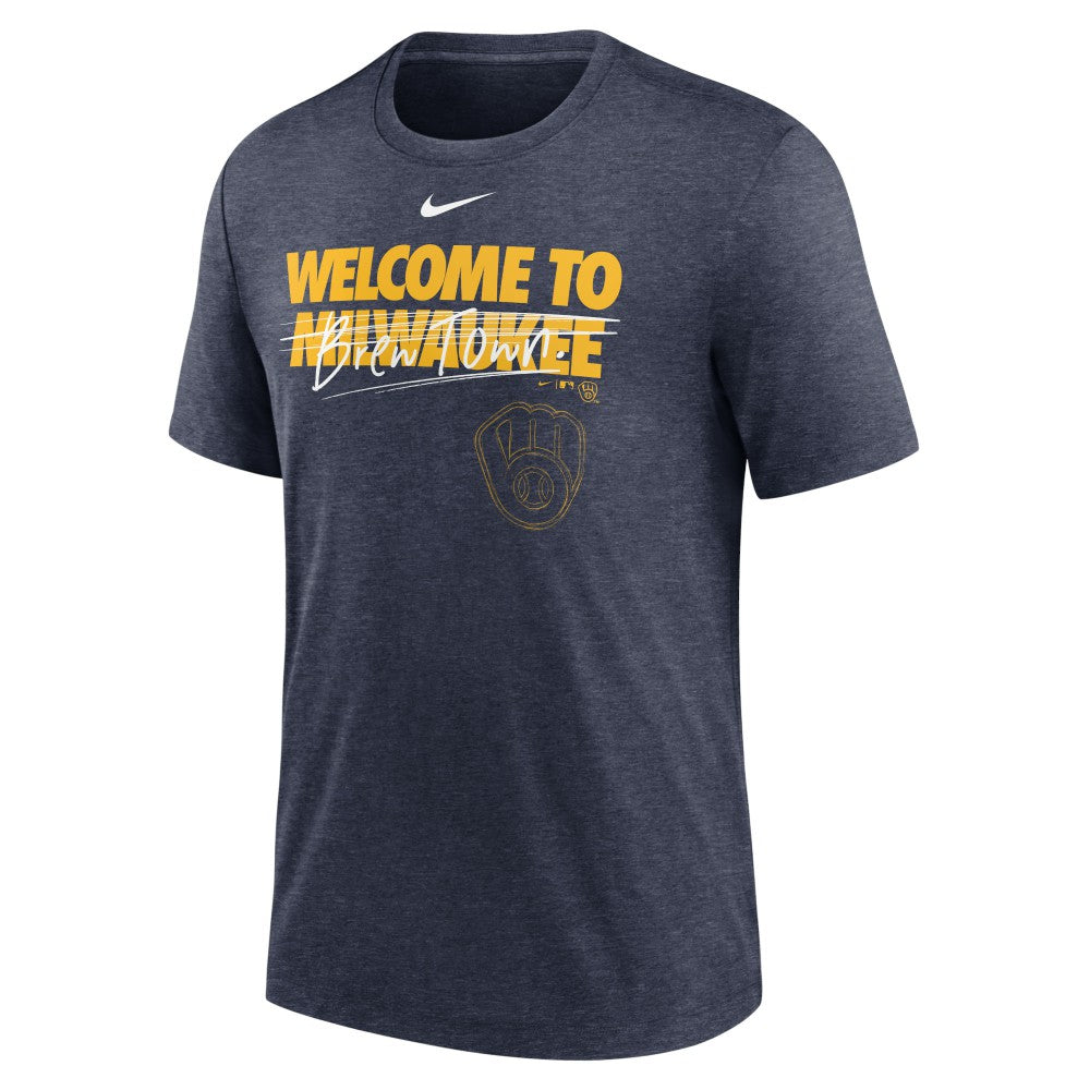 Heather Navy Milwaukee Brewers Nike Home Spin Tri-Blend T-Shirt